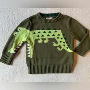 Cat & Jack Olive Green Crocodile Sleeve Sweater, 2T